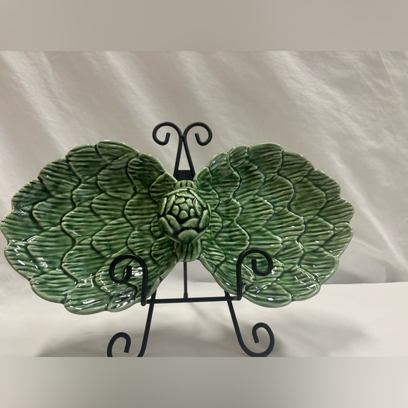 Olfaire Artichoke Divider Serving Dish Artichoke Ceramic Platter 14”x8” - Picture 1 of 9